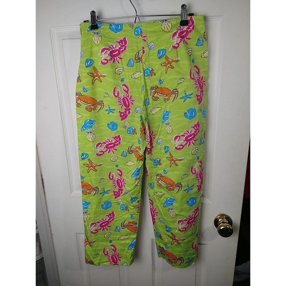 Eric Casual Seascape Loud Colored Flat Capri Cropped Pants. Size 10 - Picture 12 of 12